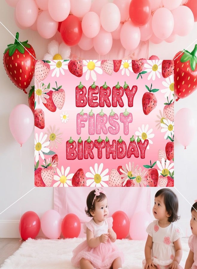 BIGKEOKI Berry First Birthday Decorations Strawberry 1st Bday Backdrop Banner Sweet One Strawberry 1st Party Decor Supplies Strawberry 1st Birthday Decor - Image 3